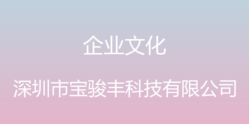 企业文化 - 深圳市宝骏丰科技有限公司